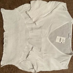 White cropped blouse top.